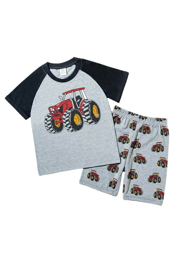 3T Boys 2-Piece Summer Outfit - Short Sleeve Cartoon Graphic Tee & Comfy Shorts for Toddler Kids Boys Sets Boys Summer Clothes