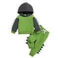 thumbnail image 1 of 3T Boys Clothes Boys Clothing Toddler Baby Boy Clothes, Long Sleeve Dinosaur Hoodies Top+Pants 2pcs Fall Winter Outfit Sets Green 18-24 Month, 1 of 9