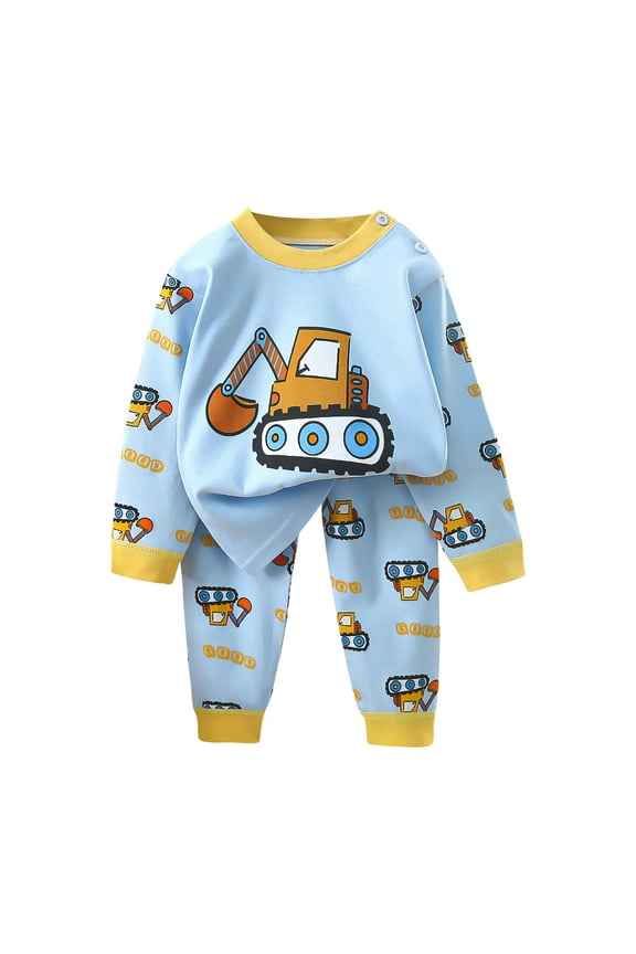 3T Boys Clothes Little Boy Fall Clothes Long Sleeve Cartoon Shirts + Pants Vacation Outfits