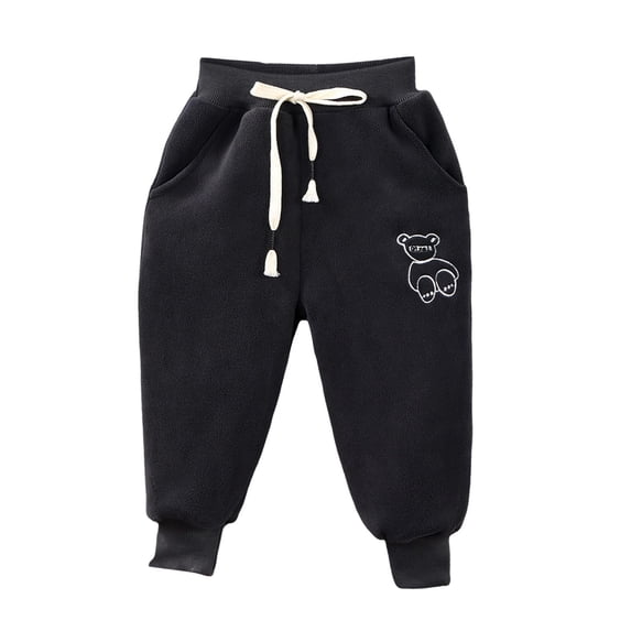 3T Girl Clothes 3T Boy Pants Toddler Girls and Boys Fleece Lined Sweatpants Youth Jogger Pants with Pockets Drawstring Active Clothes for Kids Black 12-18 Months