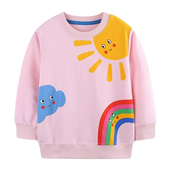 3T Girl Clothes Fall Girls Sweaters Toddler Girl Cotton Long Sleeve Sweatshirt Christmas Clothing Pullover Crewneck Winter Long Sleeve Tops Shirts Pink 6-7 Years