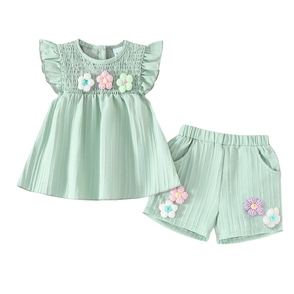 3T Girl Clothes Summer Clothes Baby Girl Clothes Summer Flutter Sleeve Ruffle Dress Tops Bloomers Shorts Set 3 6 9 12 18 Months Infant Outfit