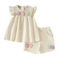 thumbnail image 1 of 3T Girl Clothes Summer Clothes Toddler Girl Outfits Baby Girl Summer Clothes Sleeveless Ruffle Dress Tops and Shorts Clothing Sets 12M-4Y, 1 of 5