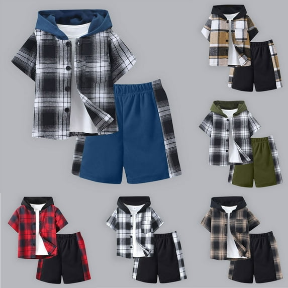 3T Girl Clothes Winter and Fall Toddler Baby Boy Clothes Flannel Long Sleeve Plaid Shirt Ripped Denim Jeans Outfit Set Boys Fall Outfits 2-6 Years