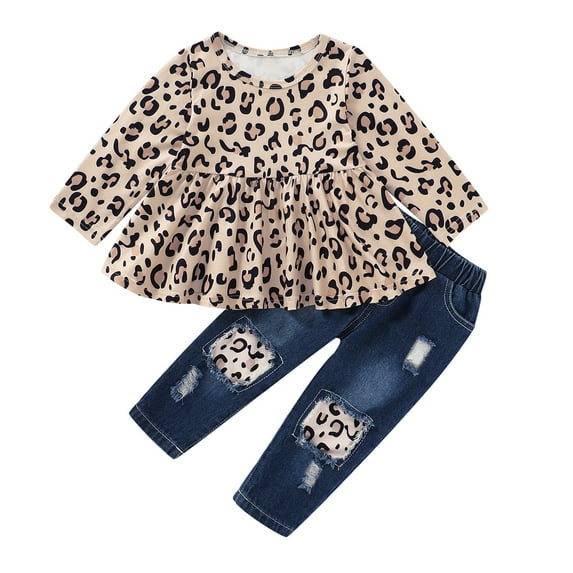 3T Girls Clothes,Girl Outfit 4T,Cute Floral Shirt Tops Denim Ripped Jeans Long Pant Infant Gift Clothing Set