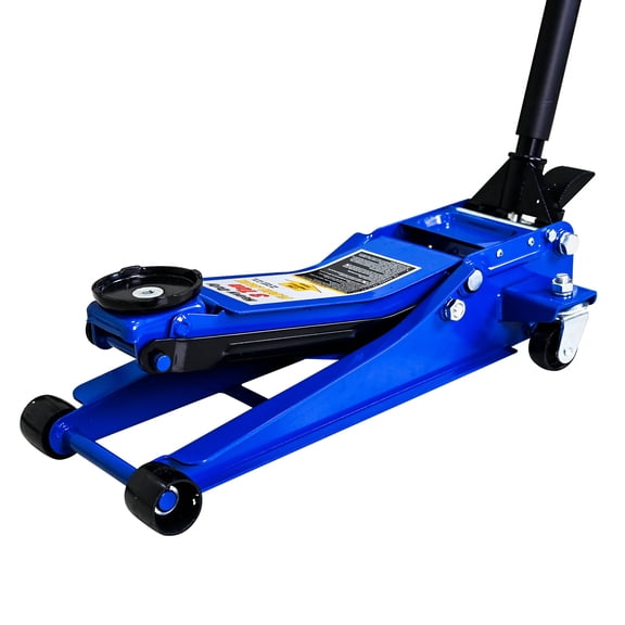 3T Horizontal Double Pump Floor Jack with Foot Pedal, Steel Racing Floor Jack with Dual Piston Quick Lift Pump, 3 Ton (6,600 lb) Capacity, Blue, Low Profile for Cars, Trucks, SUVs