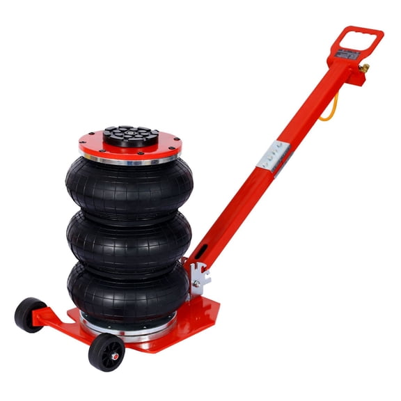 3T Pneumatic Air Jack - 6600lbs Capacity, Triple Bag Jack, 16 Inch Lift, Rapid Inflation - Red