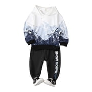 3T Toddler Baby Boys Clothes Baby Boys Outfits 3-4T Baby Boys Long Sleeve Hooded Top Pants 2PCS Set White