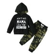 thumbnail image 1 of 3T Toddler Baby Boys Clothes Baby Boys Outfits 3-4T Baby Boys Long Sleeve Letter Print Hooded Top Camouflage Pants 2PCS Set Black, 1 of 8