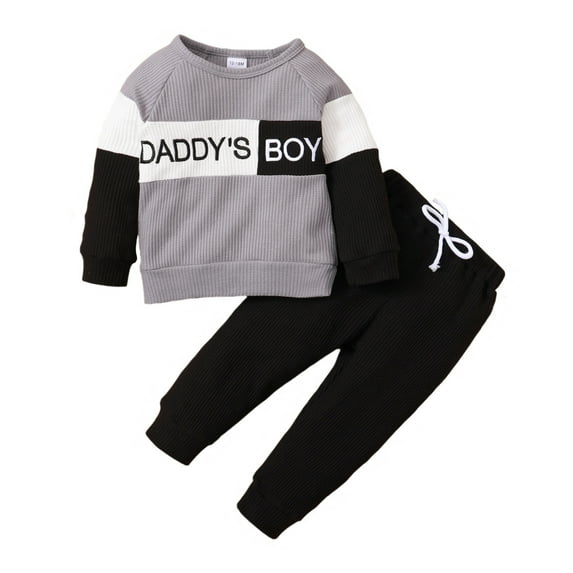3T Toddler Baby Boys Clothes Baby Boys Outfits 3-4T Baby Boys Long Sleeve Letter Print Top Pants 2PCS Set Fall Winter Clothes for Boys Gray