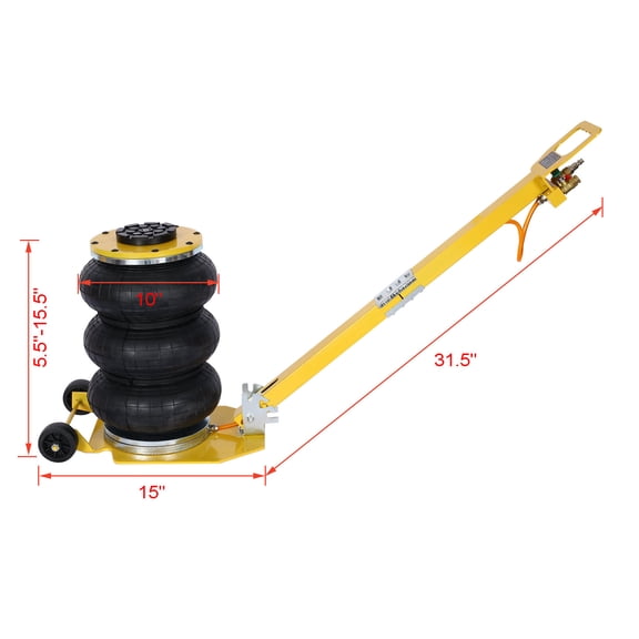 3T Triple Bag Air Jack ,Pneumatic Jack 3 bag ,lifting 16in capacity 6600lbs,easy-collapsing Terrain,Yellow color,