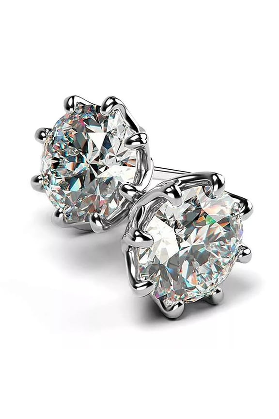 3TCW Round Cut Lab Created Diamond Women's Men's Stud Earrings 14k White Gold Plated