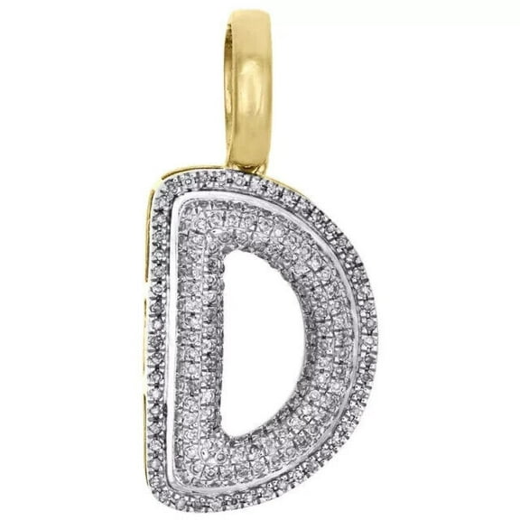 3TCW Round Lab Created Diamond Custom "D" Letter Pendant 14K Two Tone Gold Plated 1.5 inch