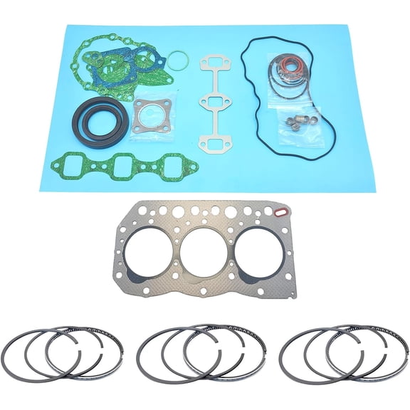 3TN75 Full Gasket Kit + Piston Rings For Yanmar 3TN75 3TN75E 3TN75U 3D75-2 3TN75-RJ 3TN75L Engine F17 FX17 FX16 Tractor For John Deere 855 856 Combustion Chamber 41mm STD piston ring set