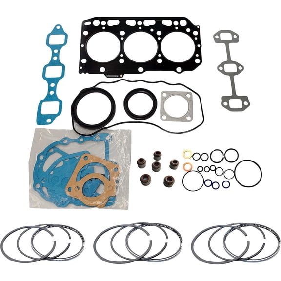 3TNV84 Full Gasket Kit + Piston Rings For Yanmar 3TNV84 TNV84T 3D84E Engine For John Deere Tractor For Komatsu 3D84E-3 3D84E-5 PC35R-8 PC30R-8 PC30MR Excavator STD piston Rings set