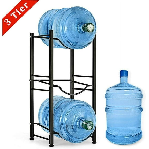 3Tier Black Bottled water Jug Rack 5 Gal Water Bottle Holder Storage Shelf Heavy