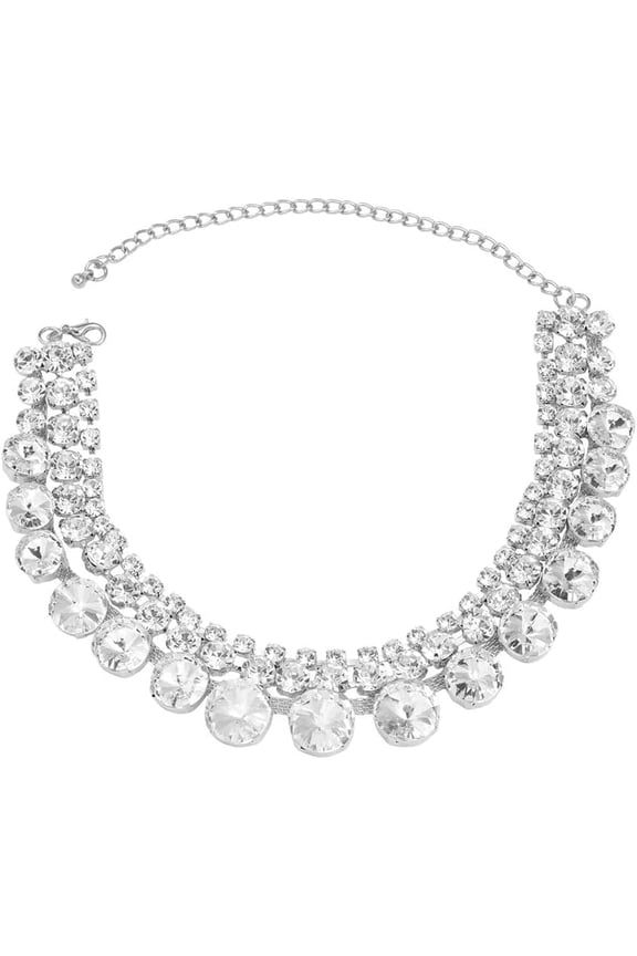 3Tier Boho Fashion Prom Big Shinny Rhinestones Choker Necklace Dainty Layered Sexy Body Chain Choker Necklace for Women Dainty Choker Necklace Jewelry Gift for Women