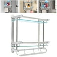 thumbnail image 1 of 3Tier Glass Shelf with Towel Bar Bathroom Shelf Wall Mount Towel Rack with Hooks, 1 of 10