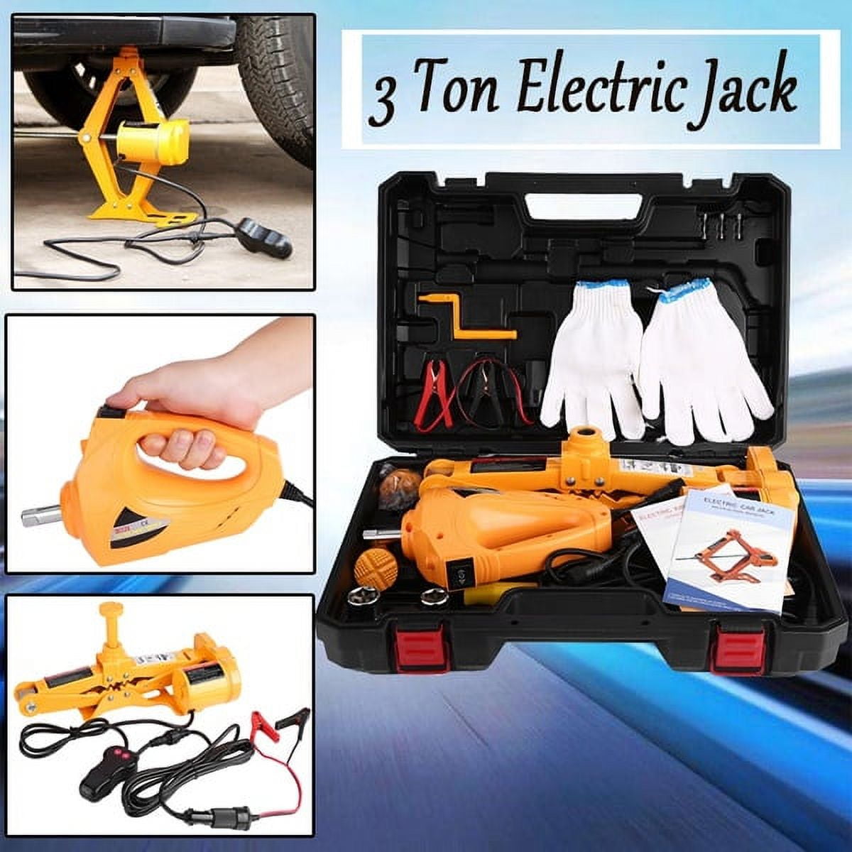 3Ton 12V DC Automotive Electric Jack Lifting Car SUV Emergency Equipment w/ Impact Wrench Sansujyuku sansujyuku.com
