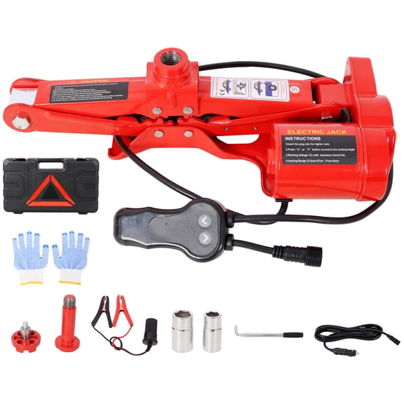 3Ton 12V Electric Car Scissor Jack Kit, Heavy Duty Portable Auto Lift Floor Jack, Roadside Emergency Tire Changing Tool for Sedans & SUVs