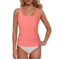 thumbnail image 1 of Ttongbb Women Tankini Tops Full Coverage Removable Pads Long Ruched Swimwear Tops Seaside Vacation Pool Bathing Suit Tops, 1 of 5