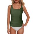 thumbnail image 1 of Ttongbb Women Tankini Tops Full Coverage Removable Pads Long Ruched Swimwear Tops Seaside Vacation Pool Bathing Suit Tops, 1 of 5