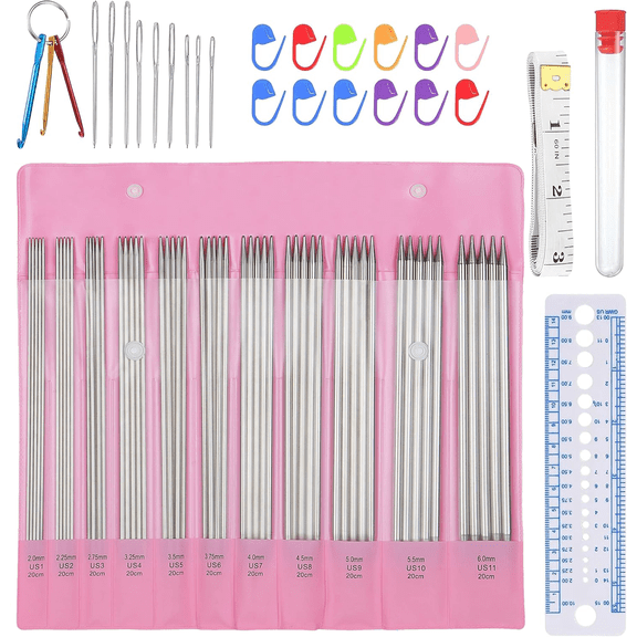 3U Knitting Needles Set Straight Double Pointed Knitting Needles Set for Beginners Metal