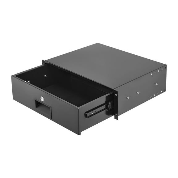 3U Lockable Rack Mount Drawer, 50 lb Capacity, Sliding with Cable Holes, for 19in Server AV Network Equipment