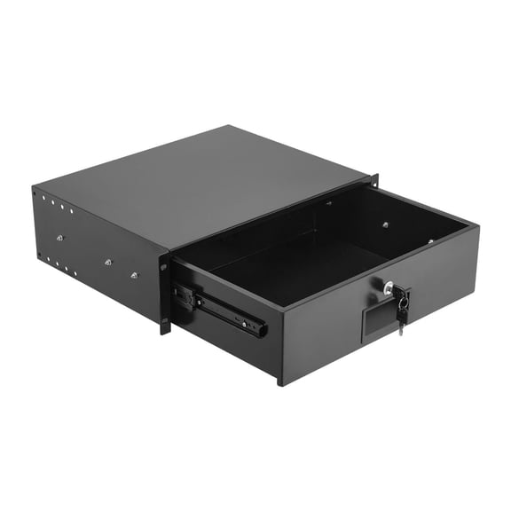 3U Rack Mount Drawer, 50 lbs Capacity, Lockable Server Cabinet, Sliding Drawer with Cable Management, 19 inch