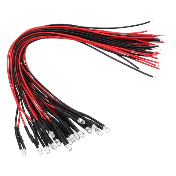 LED Light Diodes Emitting Diode Lights DIP Prewired Pre-soldered LED Kit with Wire for RC Home 20 Cool White