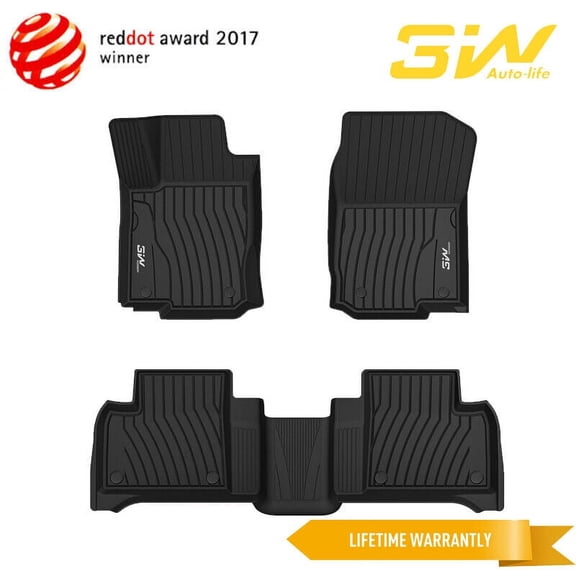 3W 3W Floor Mats for Benz GLE 2016-2019 Custom Fit Floor Liner for Benz GLE 1st and 2nd Row Full Set TPE All Weather Car Mats Black