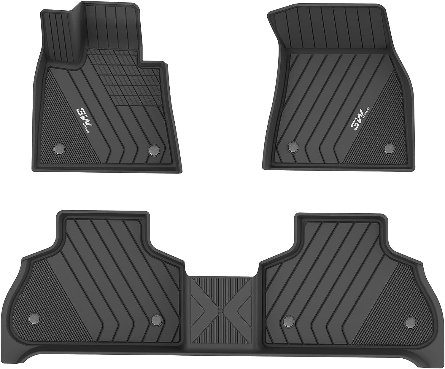 3W Black Floor Mats for BMW X7 7 Seats (20192023) TPE All Weather Protection Custom Fit Floor