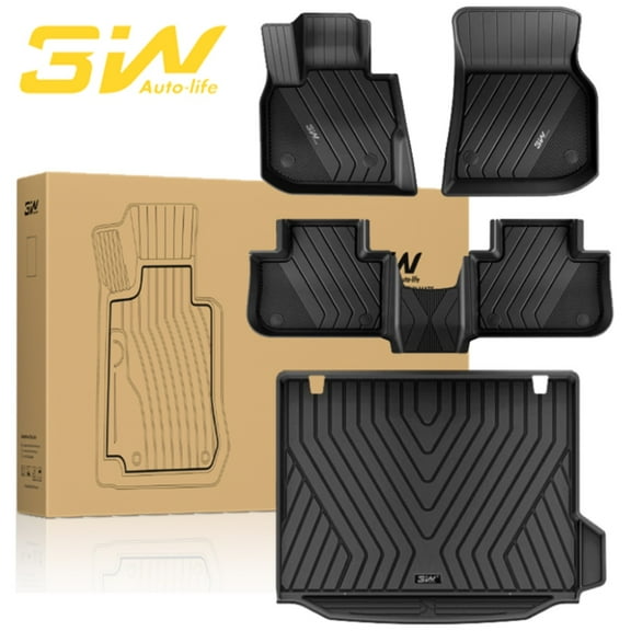 3W Car Floor Mats for BMW X3 Floor Mats & Cargo Mats fit for 2018-2024 All Weather Customer Fit Car Mats(Only Fit Left Side of Trunk Without Mesh Pocket)