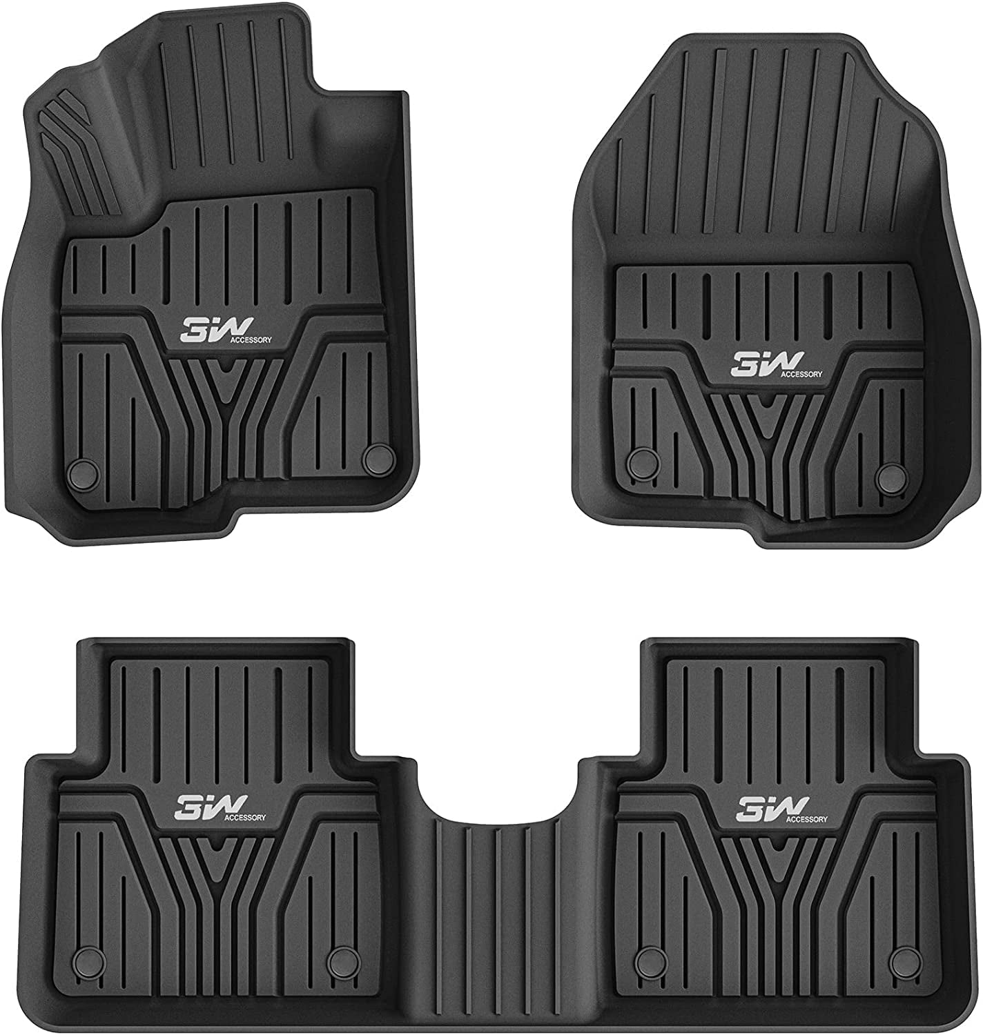 3W Car Floor Mats Fit for 2017-2022 Honda CR-V TPE All-Weather Custom Fit CRV 1st and 2nd Row Floor Liners Set