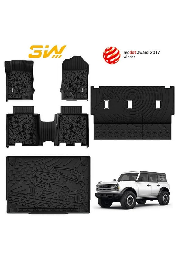 Custom Fit Floor Mats, Cargo Liner & Back Seat Mats for Ford Bronco 2021-2025 4 Door - All Weather, Full Set