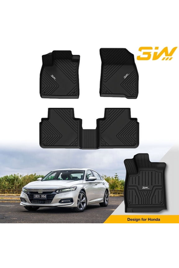 Custom Fit All Weather Floor Mats for Honda Accord 2023-2024 (Hatchback, Coupe, Sedan) - Heavy Duty TPE, Front & Rear 2 Rows (Including Hybrid Model), Black