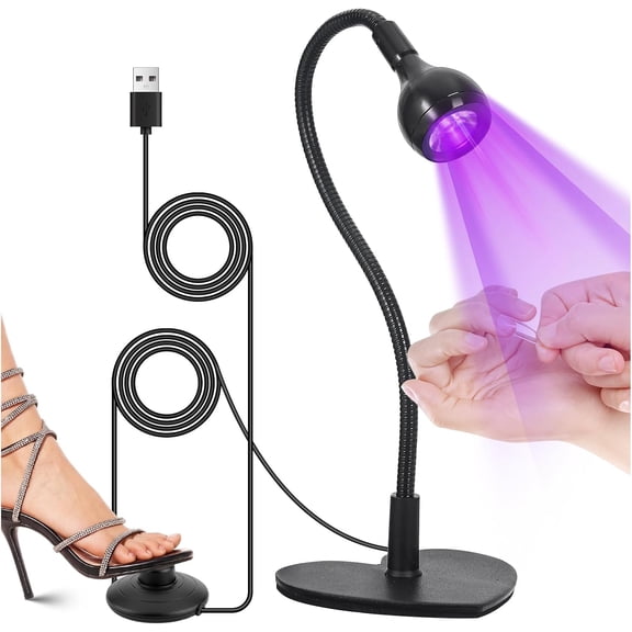 3W Flash Cure Nail Lamp with Foot Pedal, 365+405nm UV LED Gooseneck Gel X Light for PressOn Nails & Rhinestone Glue