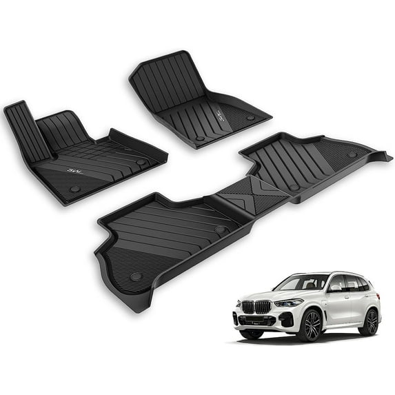 3W Floor For BMW X5 2019-2023 Front Rear 2 Rows Carpet Mats Harmless Heavy Duty Custom Fit Floor Mats Liner Black