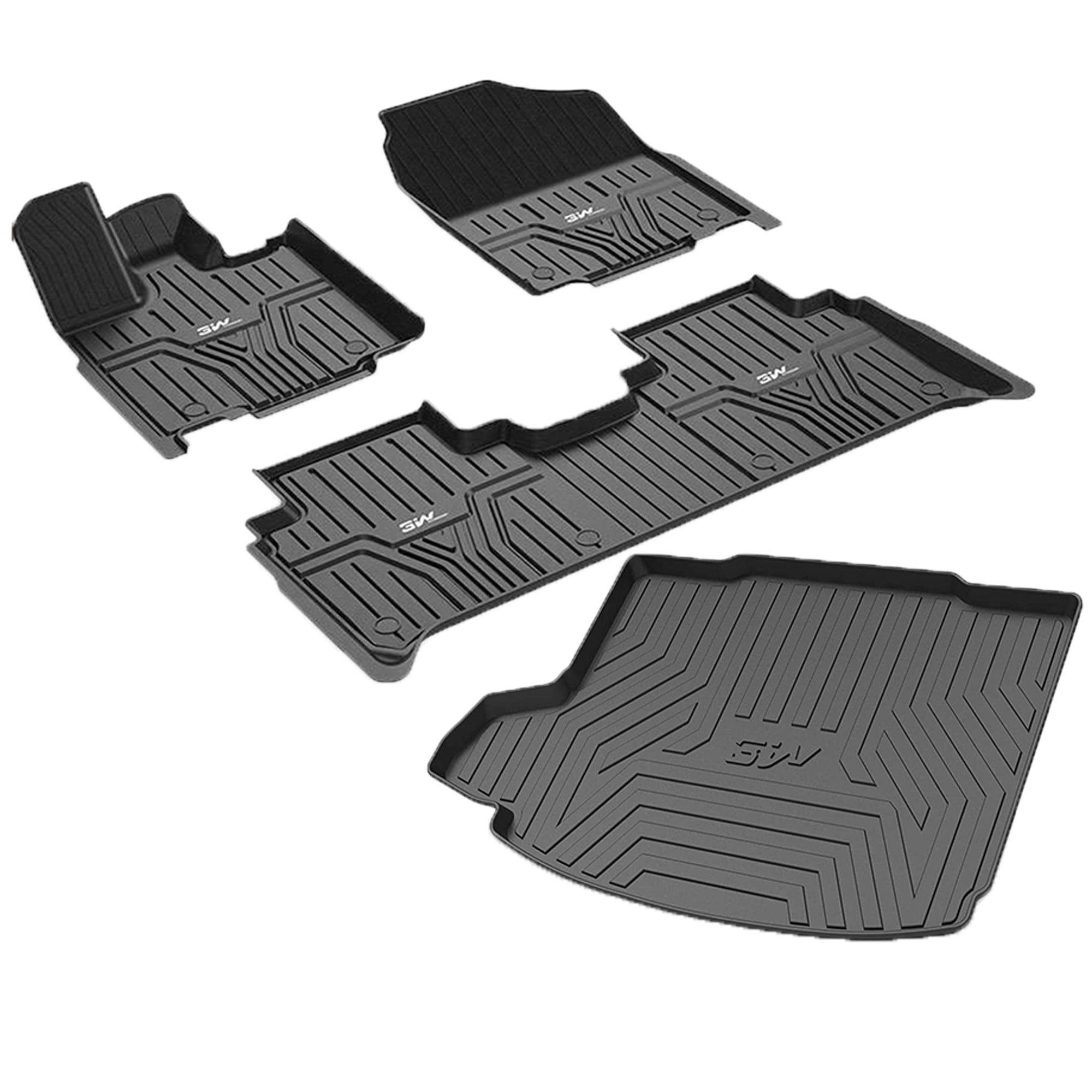 3W Floor Mats 2 Row w/ Trunk mat Cargo Liner for Honda CRV 20172020