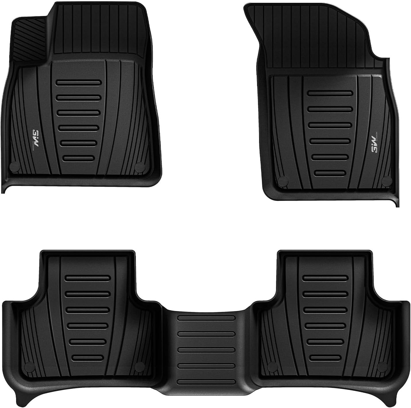 3W Floor Mats For 2017-2024 Audi Q7 & 2019-2023 Audi Q8 All Weather TPE ...