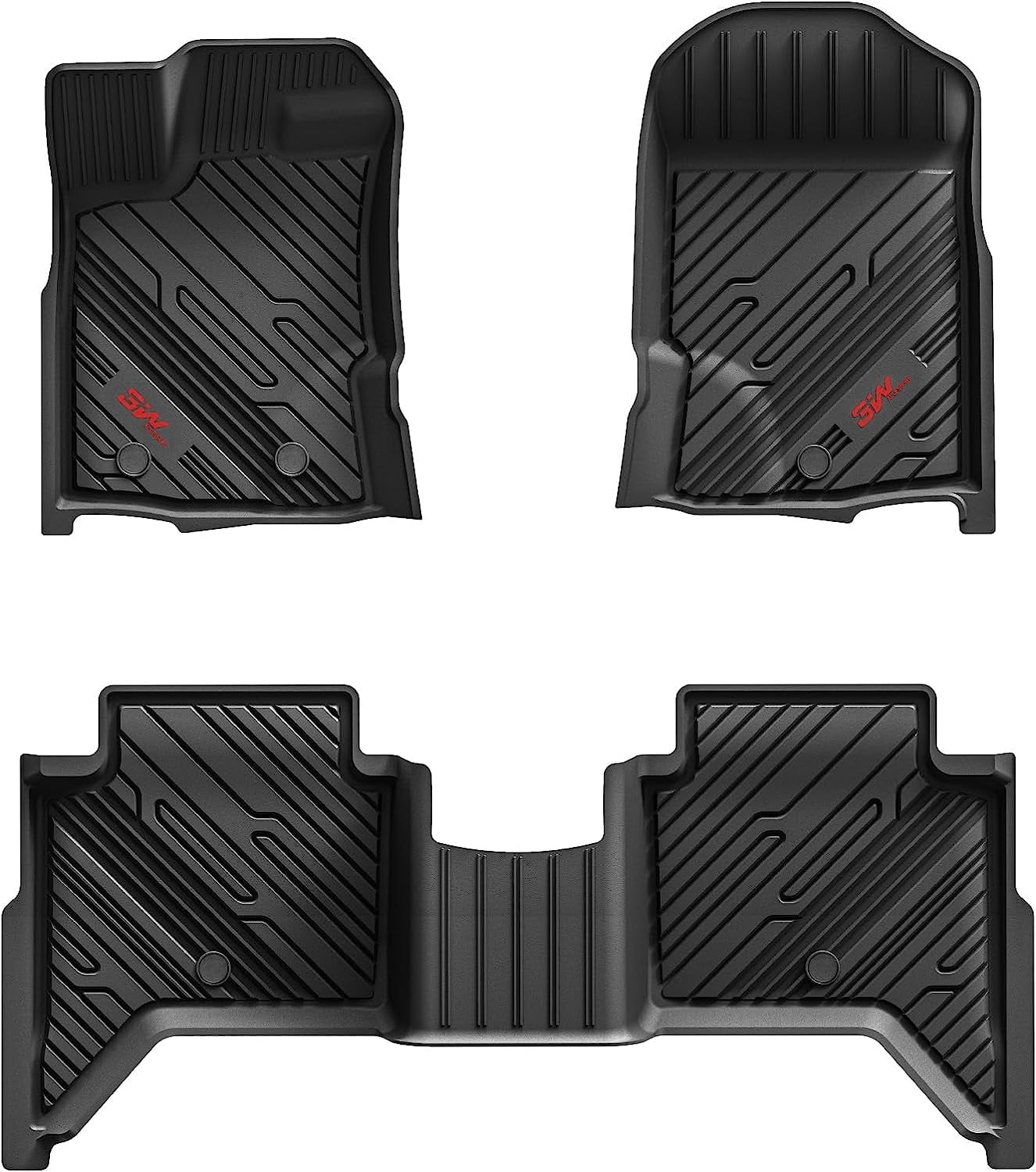 3W Floor Mats for 20202023 Ford Ranger with Red Logo Custom Fit Floor Liner for Ford Ranger
