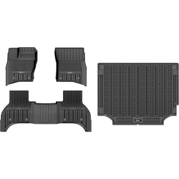 3W Floor Mats&Cargo Liner Compatible for Land Rover/Range Rover Defender 110 2019-2023 TPE All Weather Custom Fit Floor Liner Full Set Car Liners (Full 4 Doors 5 Seat only), Black