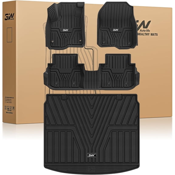 3W Floor Mats & Cargo Liner Fit for Honda CR-V 2023 2024 2025 2026 (Include Hybrid) TPE All Weather,Custom Fit Honda CRV 1st and 2nd Row Floor Liners Set
