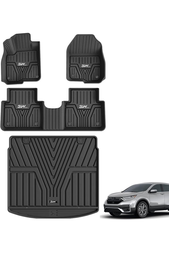 Floor Mats & Cargo Liner Fit for Honda CR-V CRV 2017-2022 TPE All Weather Custom Fit Floor Liner and Cargo Mats For Honda CRV Black(NOT for Hybrid)