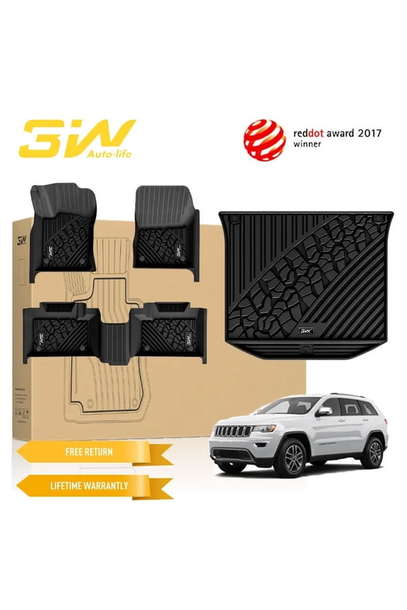 Floor Mats and Cargo Liner Fit for Jeep Grand Cherokee 2016-2021 Floor Liners and Cargo Mat for Grand Cherokee WK 2022 2023 (Non L) All Weather Custom Fit 1st and 2nd Rows Car Mats and Trunk Liner