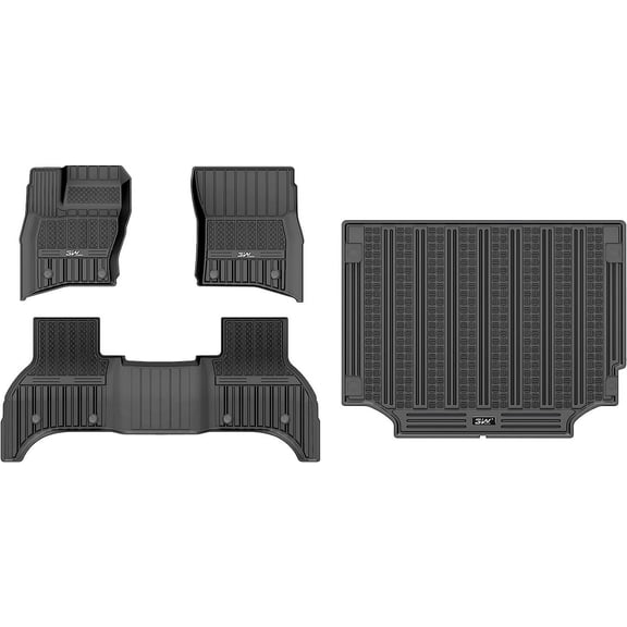 3W Floor Mats & Cargo Liner Fit For Land Rover / Range Rover Defender 110 2019-2023 (Full 4 Doors 5 Seat only) TPE All Weather Custom Fit Black Car Mats