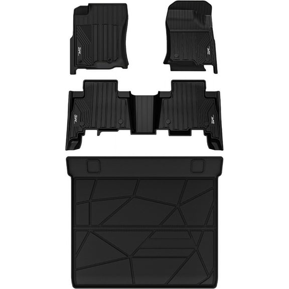 3W Floor Mats & Cargo Liner For Fit Toyota 4Runner 2013-2024/Lexus GX460 2014-2022 Custom Fit Floor Liners and Trunk Mat for 5 Seat 4Runner & GX460) 1st & 2nd Row Full Set Black Car Mats
