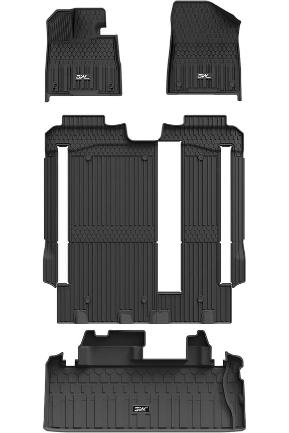 Floor Mats and Cargo Liner For Fit Toyota Sienna 2021-2024 8 Seat TPE All Weather Custom Fit Floor Liner & Cargo Mats for Sienna Only 8 seat 1st, 2nd and 3rd Row and Trunk, Black