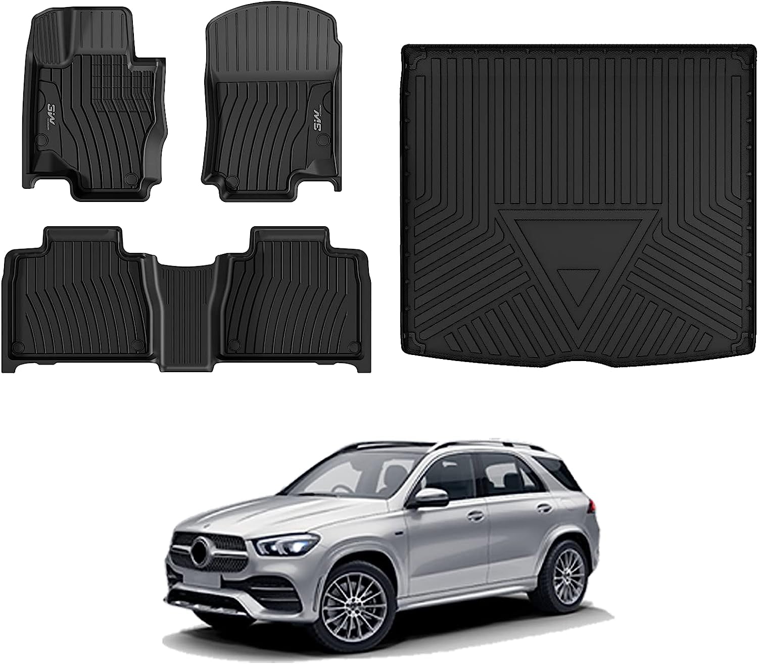 3W Floor Mats & Cargo Liner for Mercedes Benz GLE 20202024 TPE All