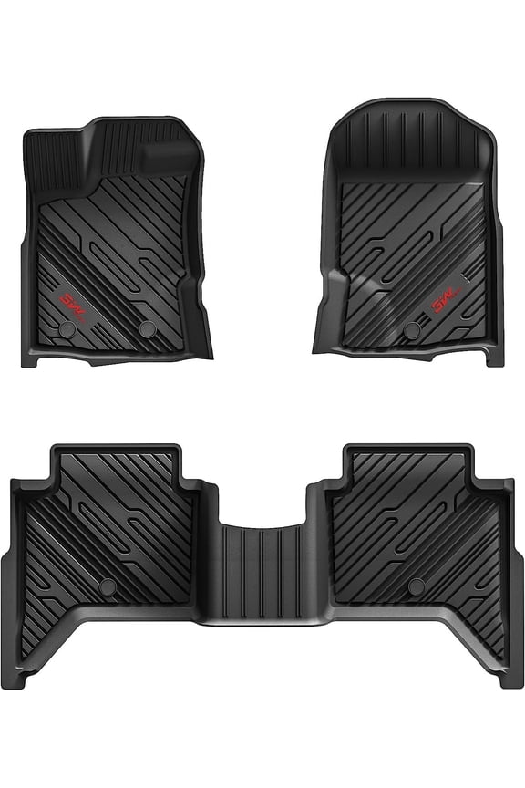 Floor Mats Compatible for Ford Ranger 2019-2023, TPE All Weather Floor Liner for Ford Ranger Supercrew Cab,1st & 2nd Row Full Set Custom Fit Car Mats with Red Logo, Black